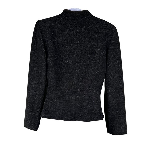 Caché Womens S Black Zip Up Blazer Silver Piping Structured Fit Career Office - Picture 3 of 15